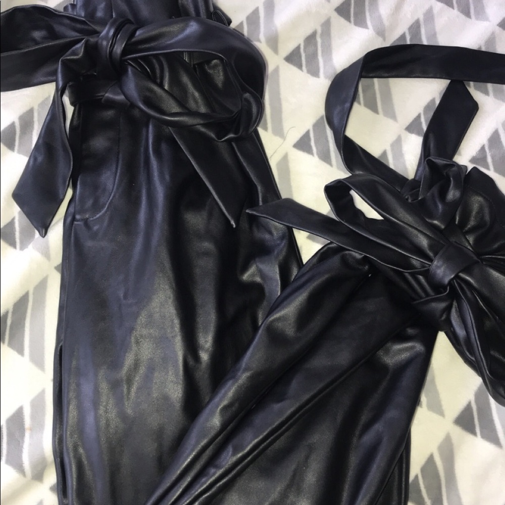 Leather paper bag pants